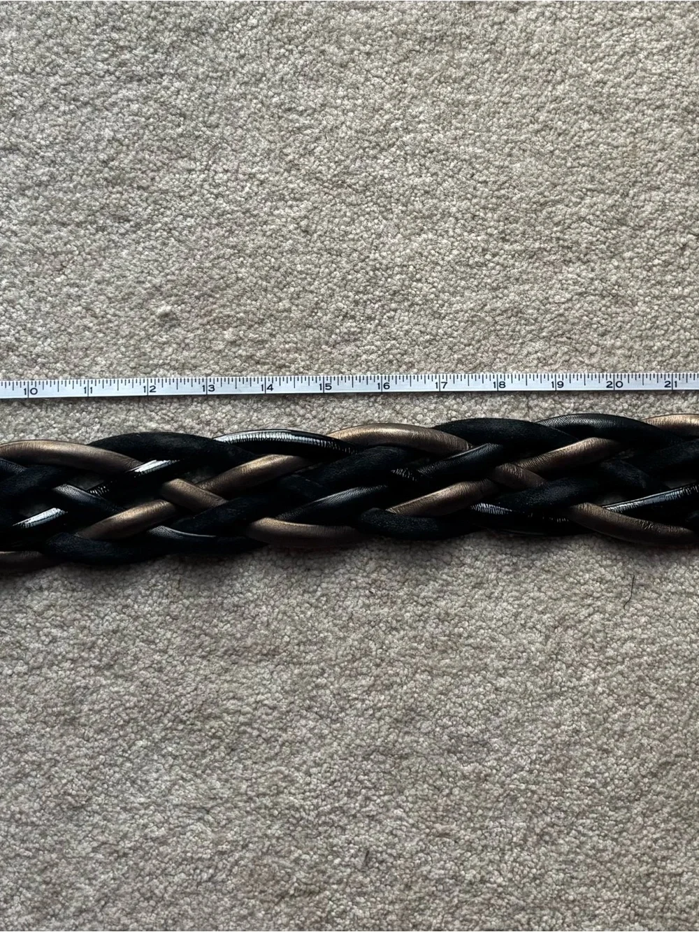 Emanuel Ungaro Braided Black and Brown Belt with Decorative Gold Buckle